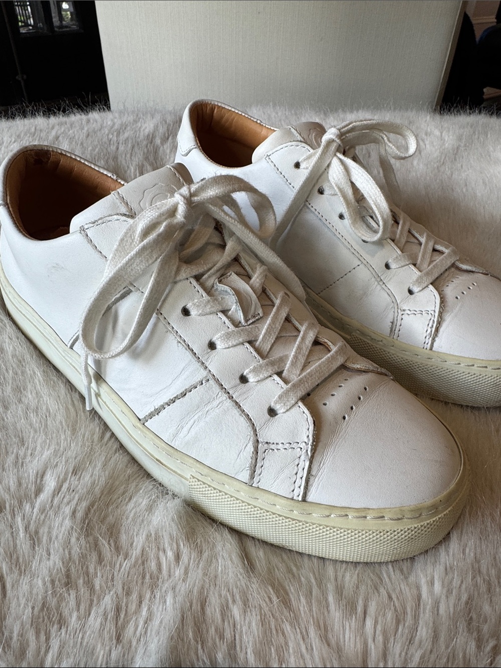 Greats White Leather Low-Top Sneakers